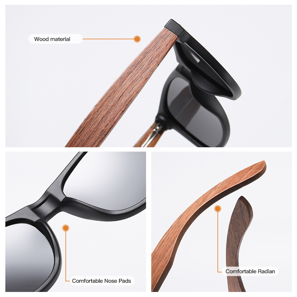 RUISEN'S Gafas de sol polarizadas de madera para PC para hombres y mujeres 7061