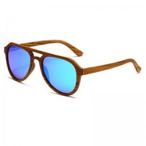 RUISEN'S Lunettes de soleil rétro polarisées en bois clair pour hommes 64711