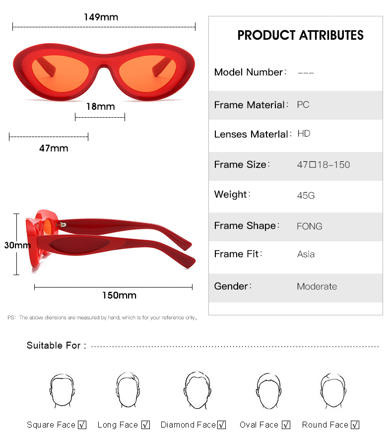 RUISEN'S Elliptical Frame Fashion Color Contrat Sunglasses 2123-03