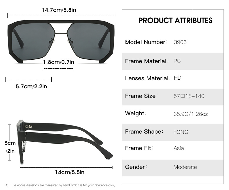 RUISEN'S Fashion Gafas de sol clásicas con montura grande y todo fósforo CH3906-03