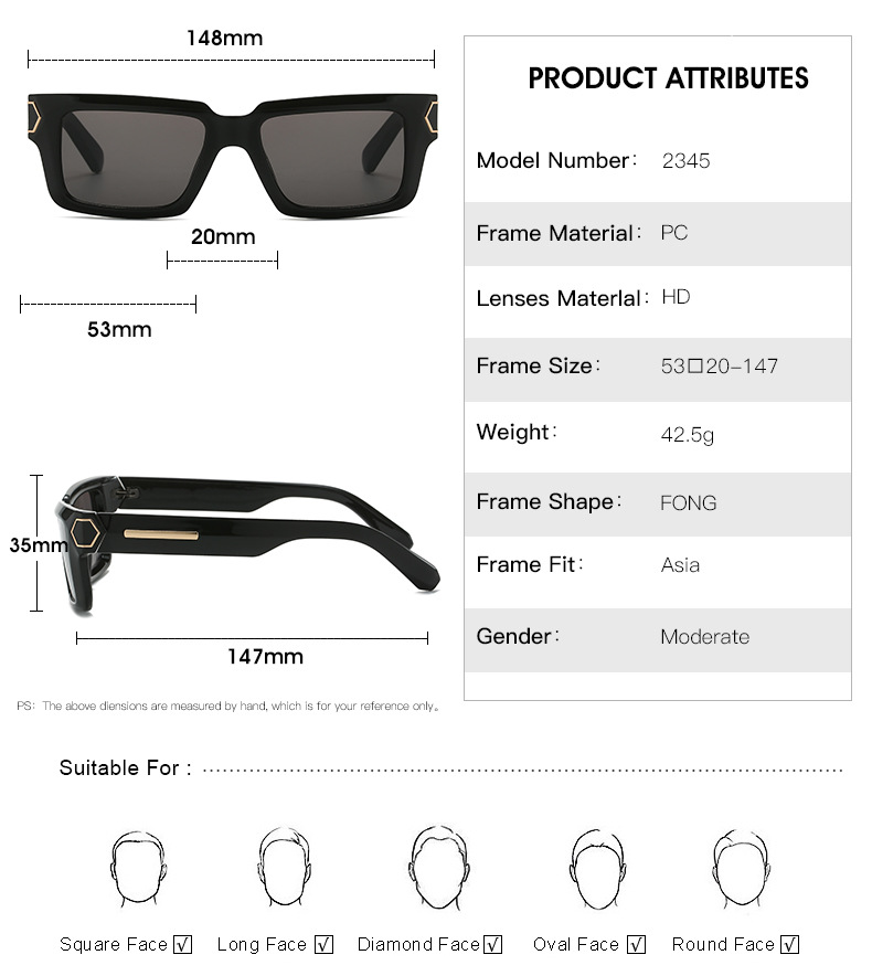 RUISEN'S WM2345-03 - Gafas de sol modernas para hombre