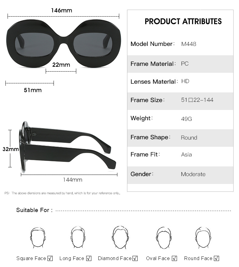 New Fashion Round Frame Men's and Women's Sunglasses