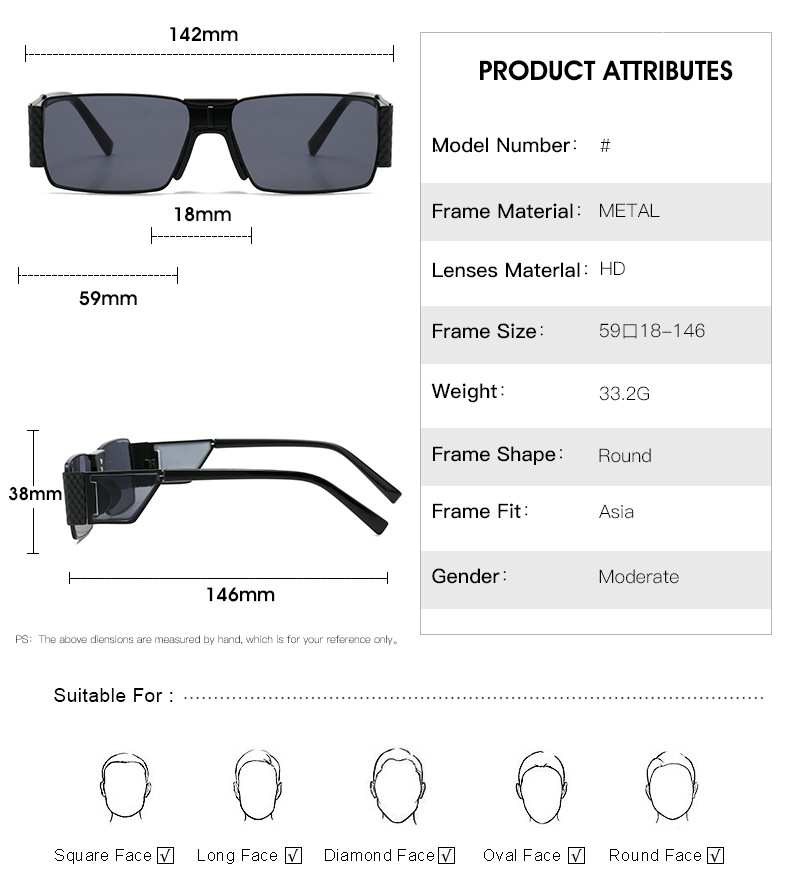 RUISEN'S Gafas de sol de protección ocular uv400 con montura cuadrada retro de moda