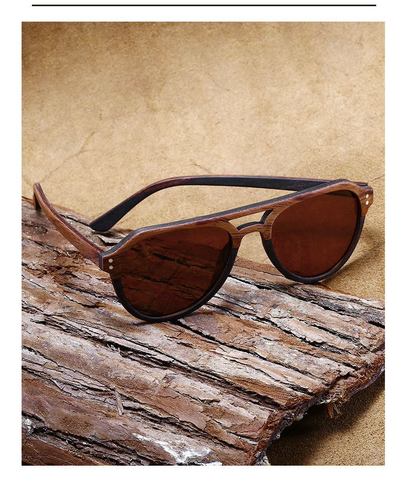 RUISE'S Lunettes de soleil rétro en bois pour hommes 64702