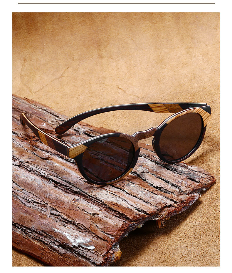 RUISEN'S Men's Polarized Light Wooden Sunglasses 64714