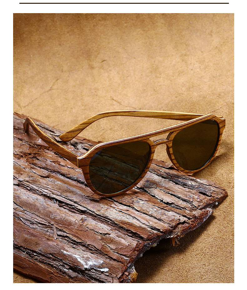 RUISEN'S Gafas de sol de madera con luz polarizada retro para hombre 64711