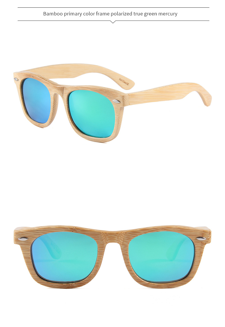 RUSEN'S Lunettes de soleil rétro en bois pour femmes et hommes B2008