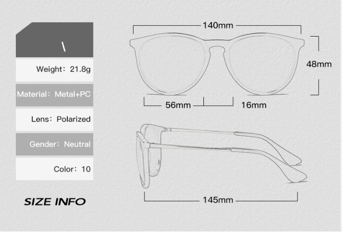 Lunettes de soleil rondes pour femmes et hommes classiques