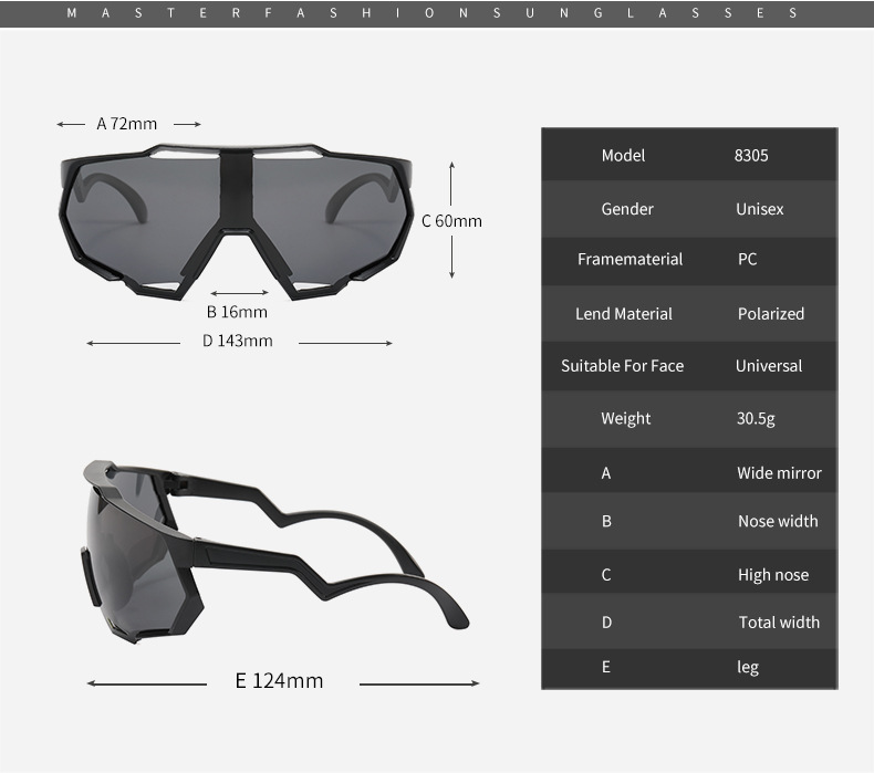 RUSEN'S Lunettes de soleil personnalisées pour cyclisme en plein air pour hommes et femmes 8305