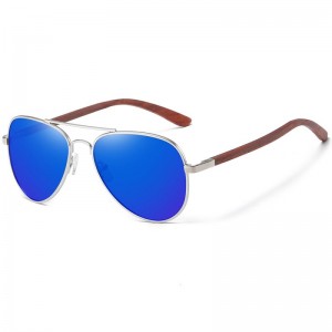 Gafas de sol con patillas de madera y montura metálica personalizadas de RUISEN GM2801