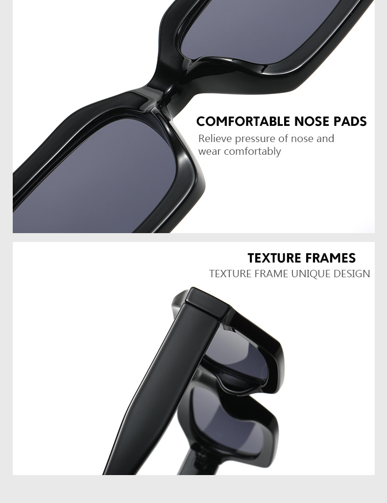 Gafas de sol versátiles y modernas con montura cuadrada clásica de RUISEN 86606-14