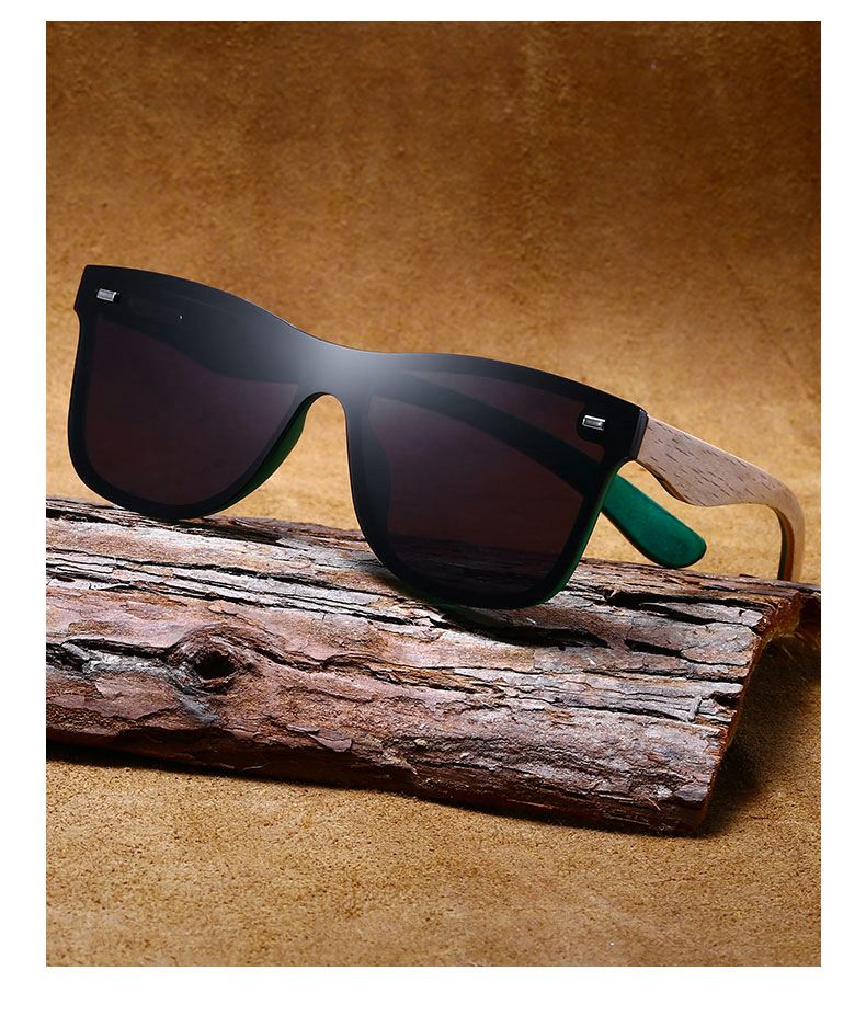 RUISEN'S Lunettes de soleil en bois tendance pour hommes 63742