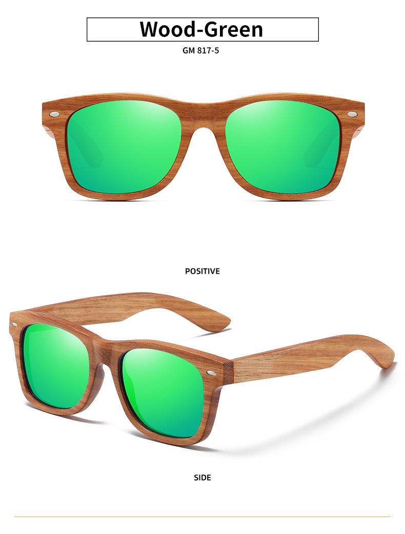 RUISEN'S Gafas de sol polarizadas de madera ligera para hombre y mujer 8171