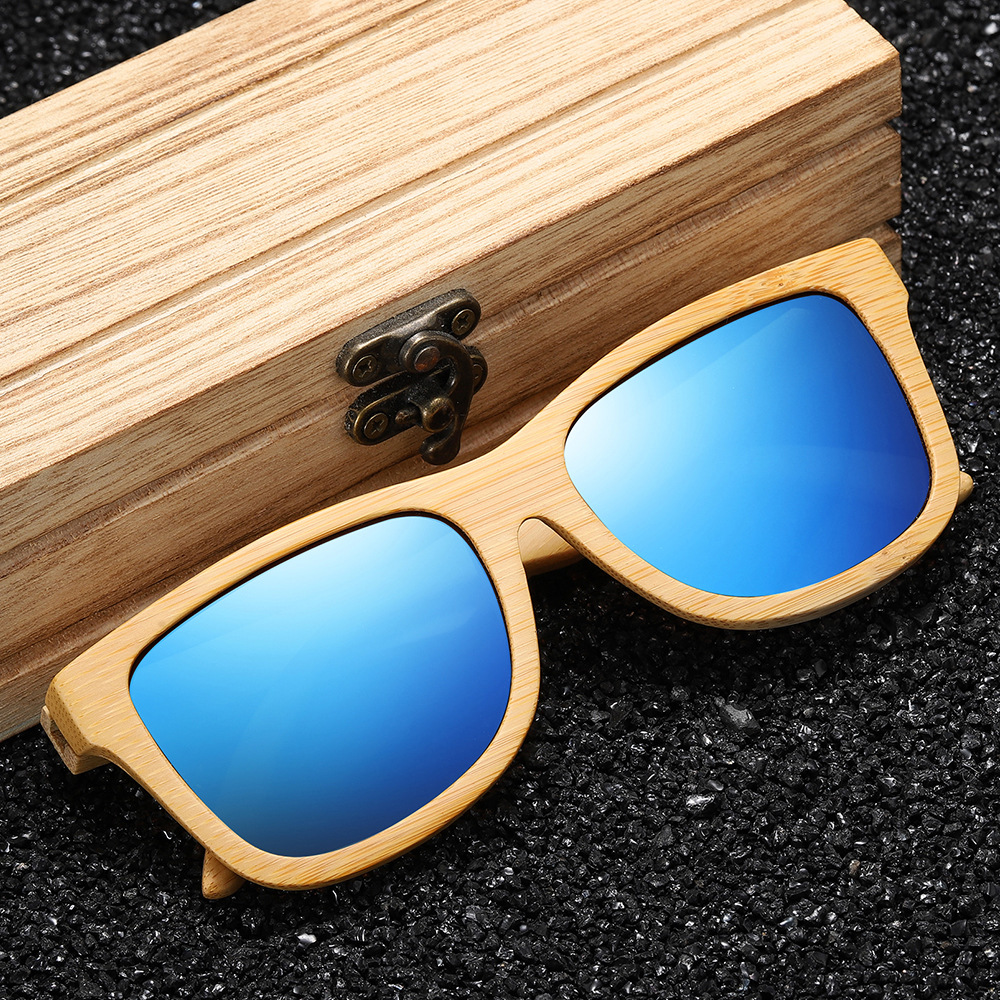 RUSEN'S Lunettes de soleil rétro en bois pour hommes et femmes 3832