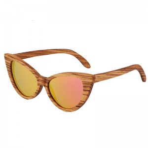 RUISEN’S Women’s Cat Eye Frame Wooden Sunglasses 56158