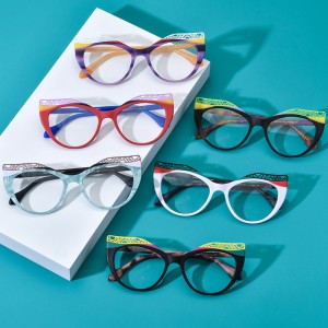 New Multi-color Patchwork Cat's Eye Plate Eyeglass Frames 19365