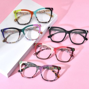 RUISEN’S Custom Multicolor Patchwork Square Eyeglasses Frame 19343