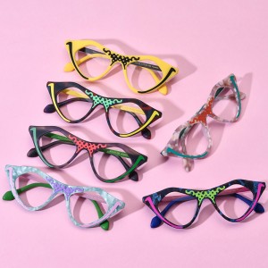 RUISEN’S Custom Patchwork Cat’s Eye Plate Eyeglass Frames  19372