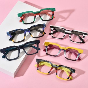 RUISEN'S Custom Multi-color Patchwork Square Eyeglasses Frames 19371