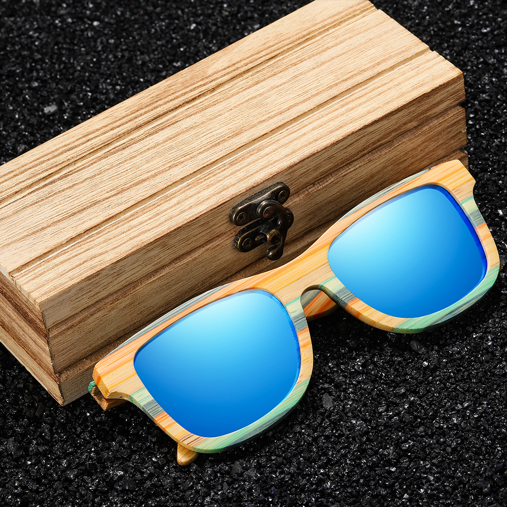 RUISENS'S Wooden Fashionable Colored Bamboo Polarized Sunglasses 3834