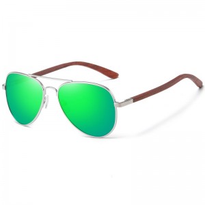 Gafas de sol con patillas de madera y montura metálica personalizadas de RUISEN GM2801