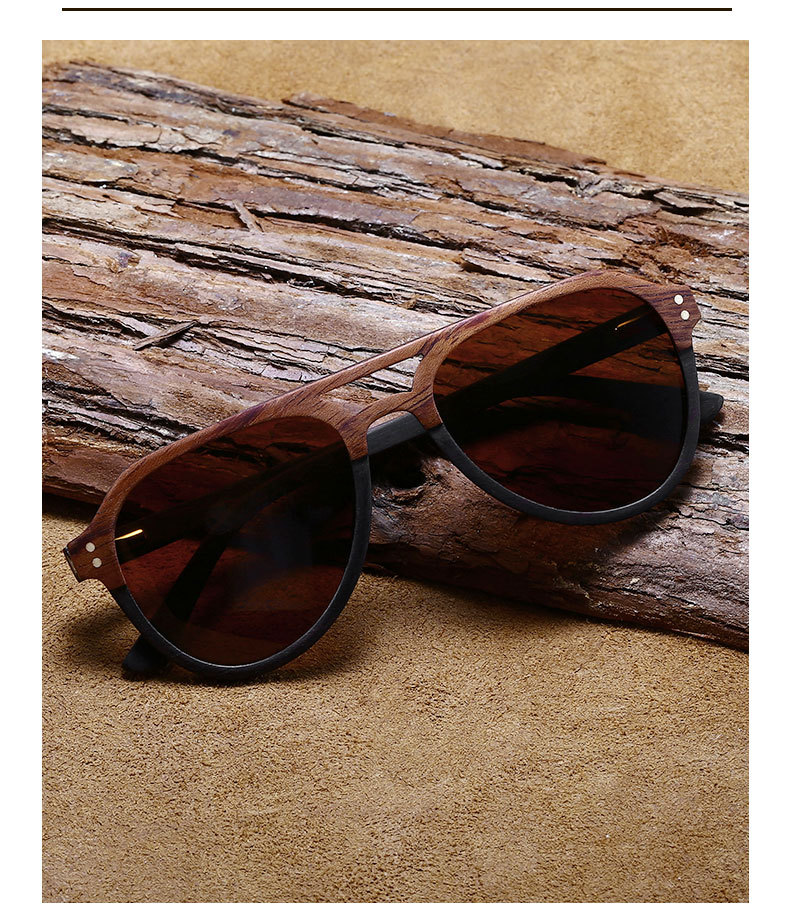 RUISE'S Lunettes de soleil rétro en bois pour hommes 64702