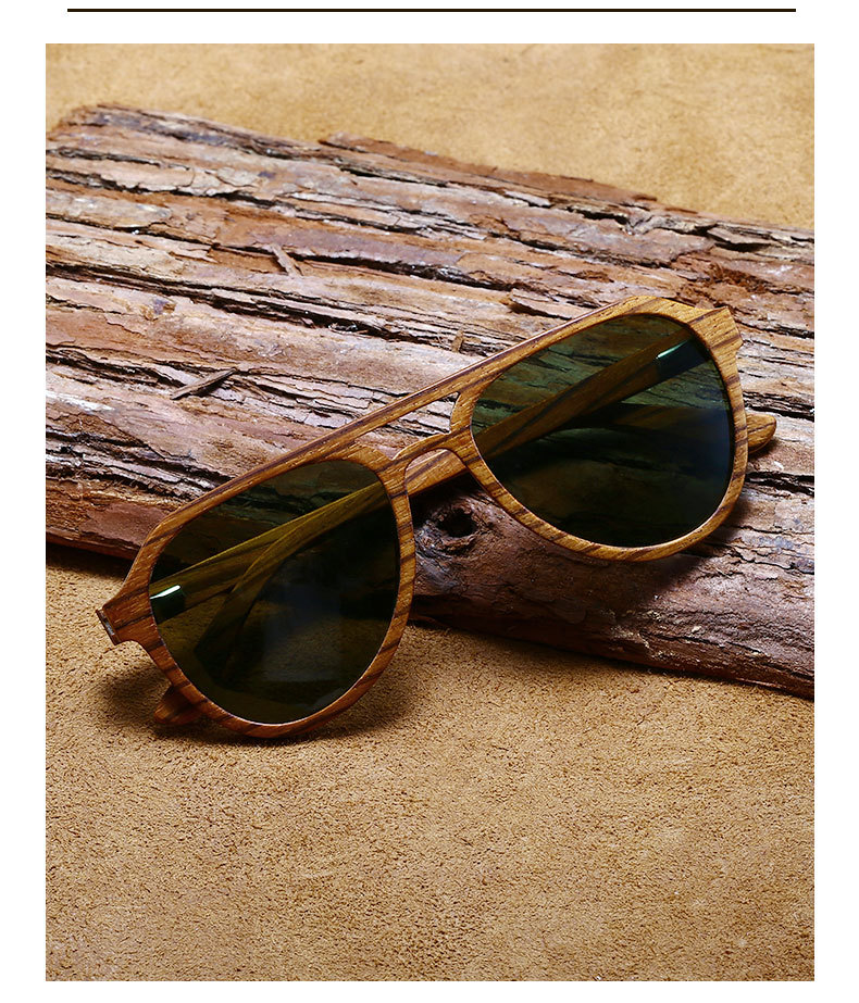 RUISEN'S Gafas de sol de madera con luz polarizada retro para hombre 64711