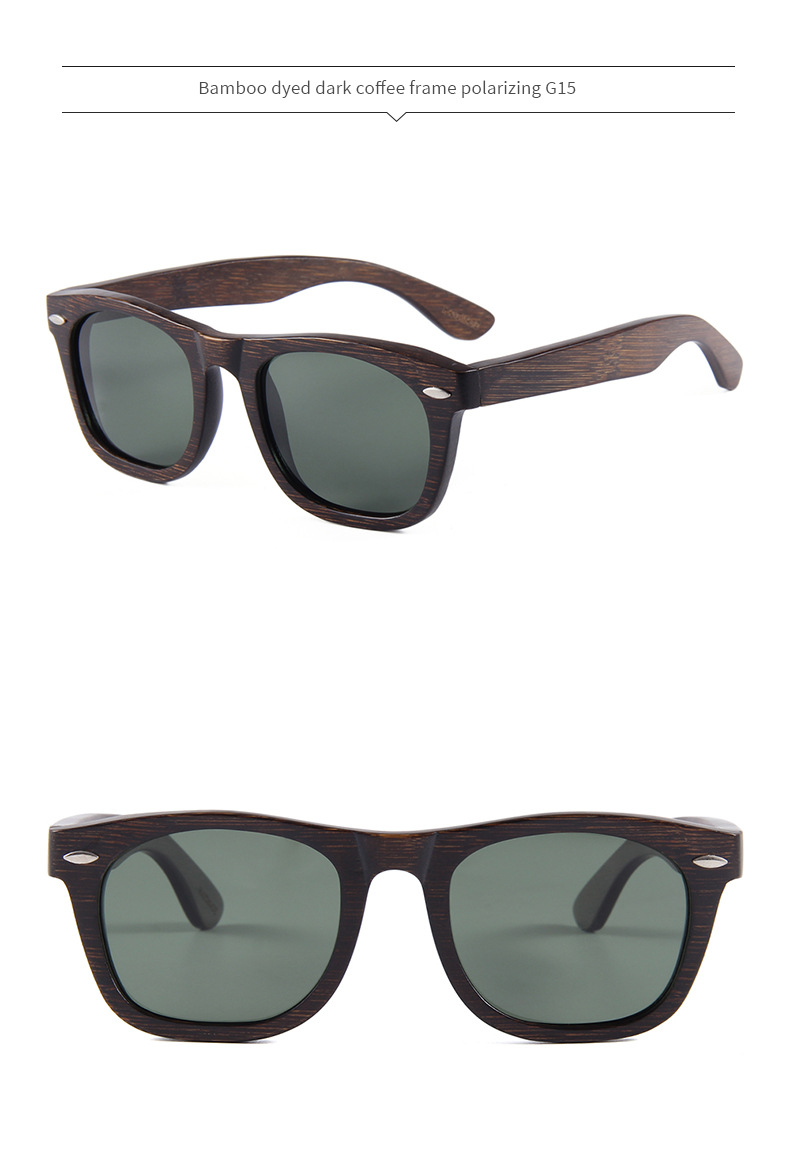 RUSEN'S Lunettes de soleil rétro en bois pour femmes et hommes B2008