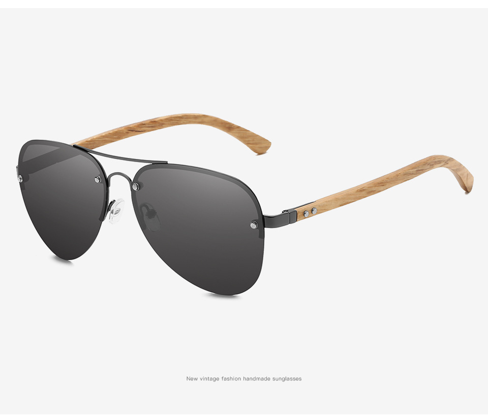 RUISEN'S ligneus Bamboo Polarized Sunglasses ad homines 5143-08