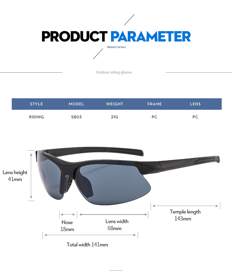 Sombrilla deportiva y gafas de sol para exteriores a prueba de viento BL5803 de RUISEN