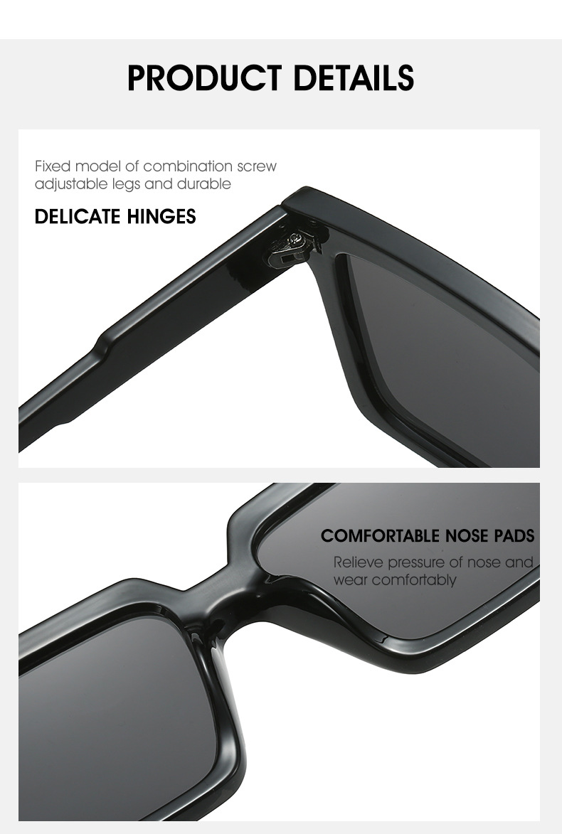 RUISEN'S  Fashion Retro Square Frame UV400 Eye Protection Sunglasses 