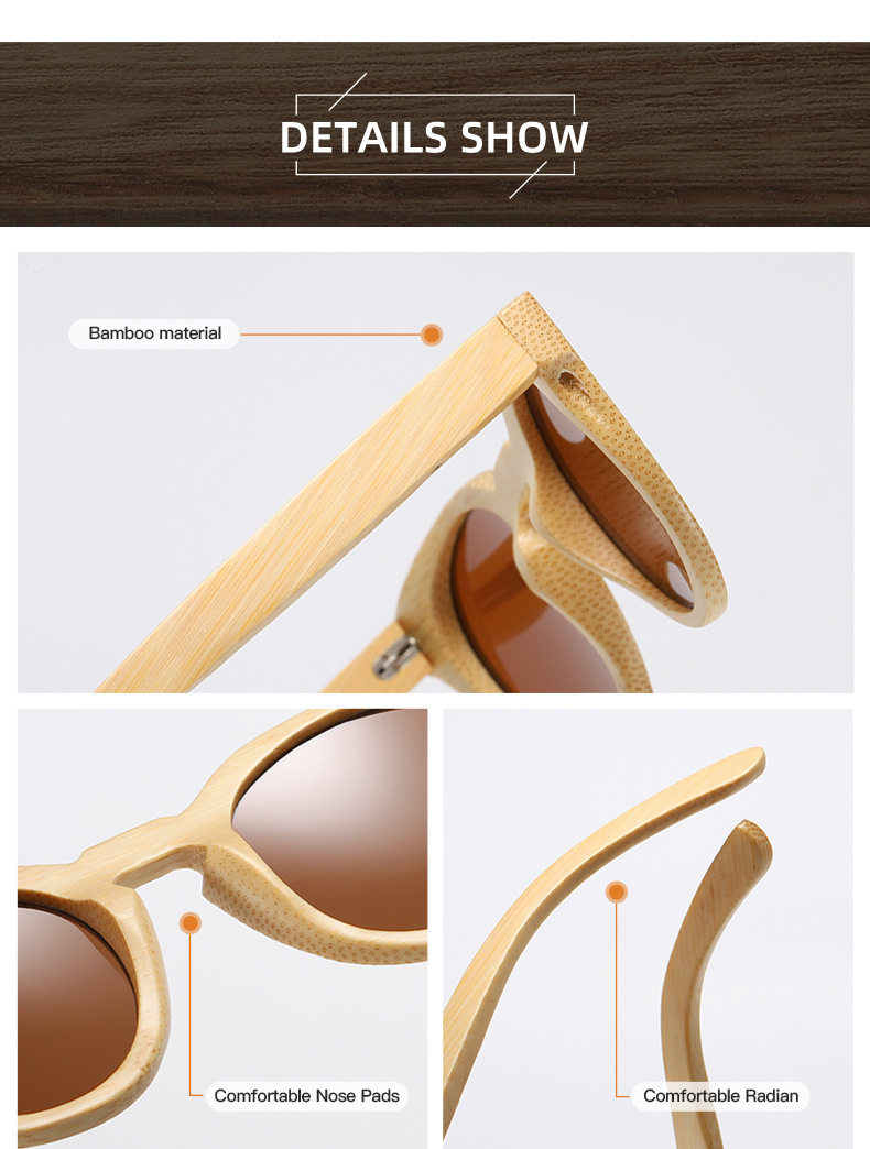 RUISEN'S Lunettes de soleil polarisées en bois léger pour femme 824