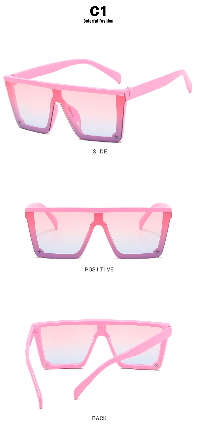 RUISEN'S Lunettes de soleil mode une pièce pour enfants à grandes jantes 6652