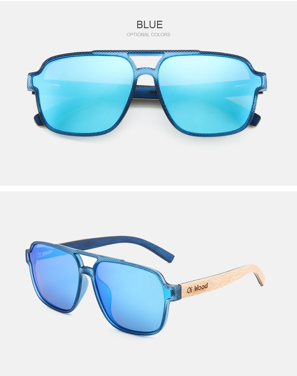 RUISEN'S Gafas de sol de madera con luz polarizada para hombres y mujeres 9005