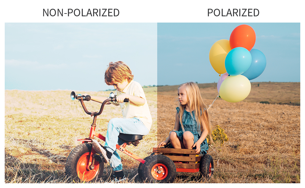 non polarized comparing with polarized kids sunglasses